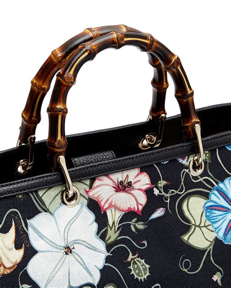 gucci bamboo floral tote shopper bag